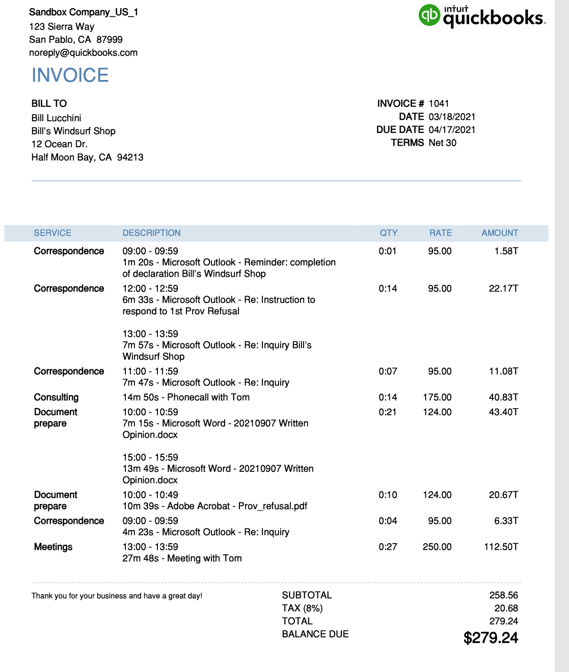 Seamlessly create detailed invoices